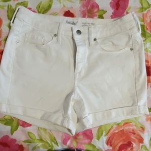 White Jean midi shorts